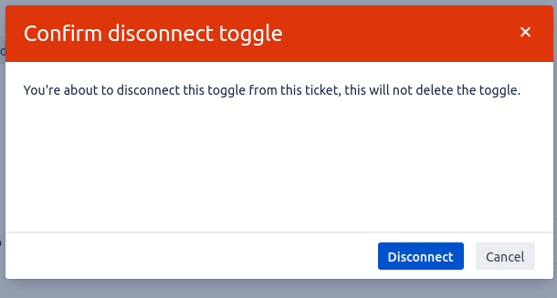 Jira Server - Disconnect toggle dialog